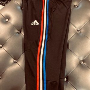 Adidas Black Pants w/ 3-Stripes Red, White & Blue